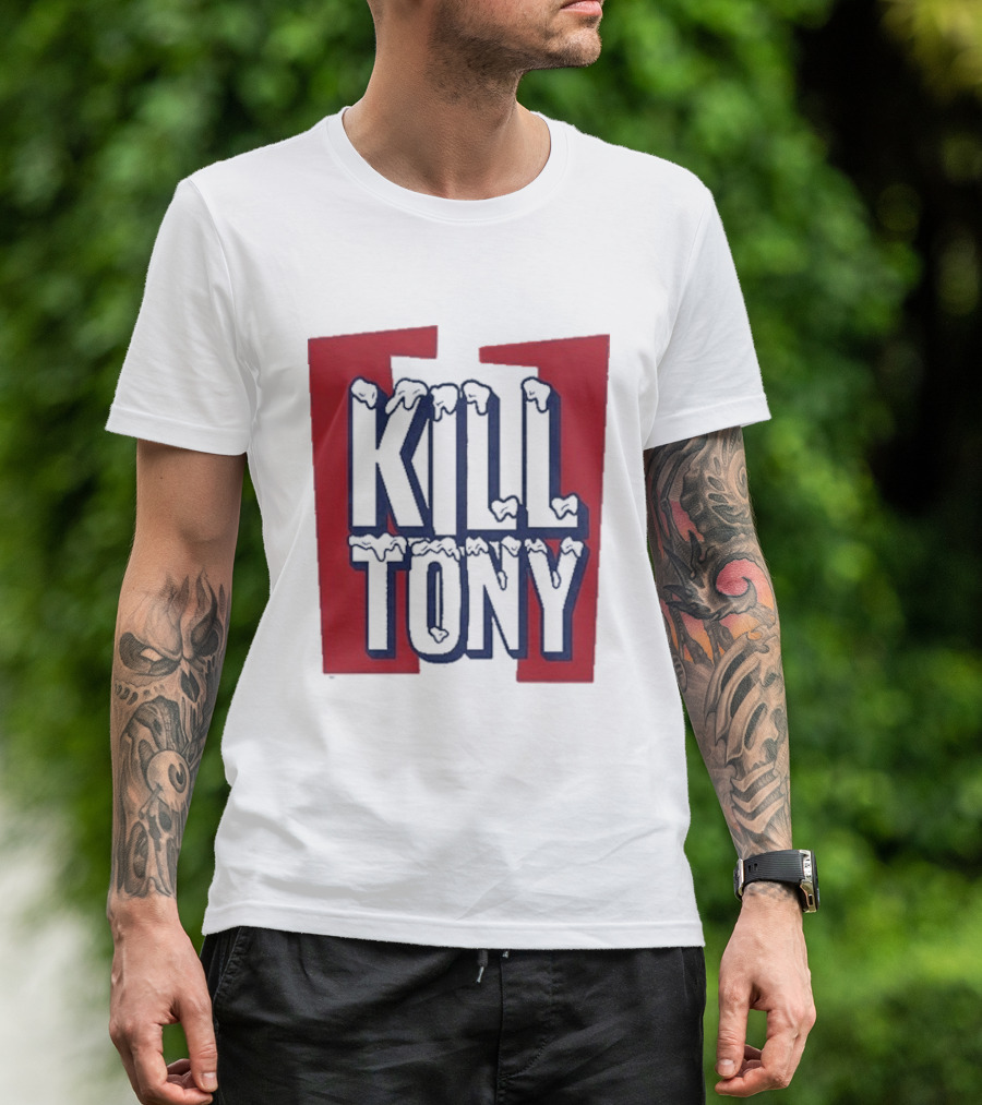 Kill Tony Ice Text Block Style With Red T-Shirt