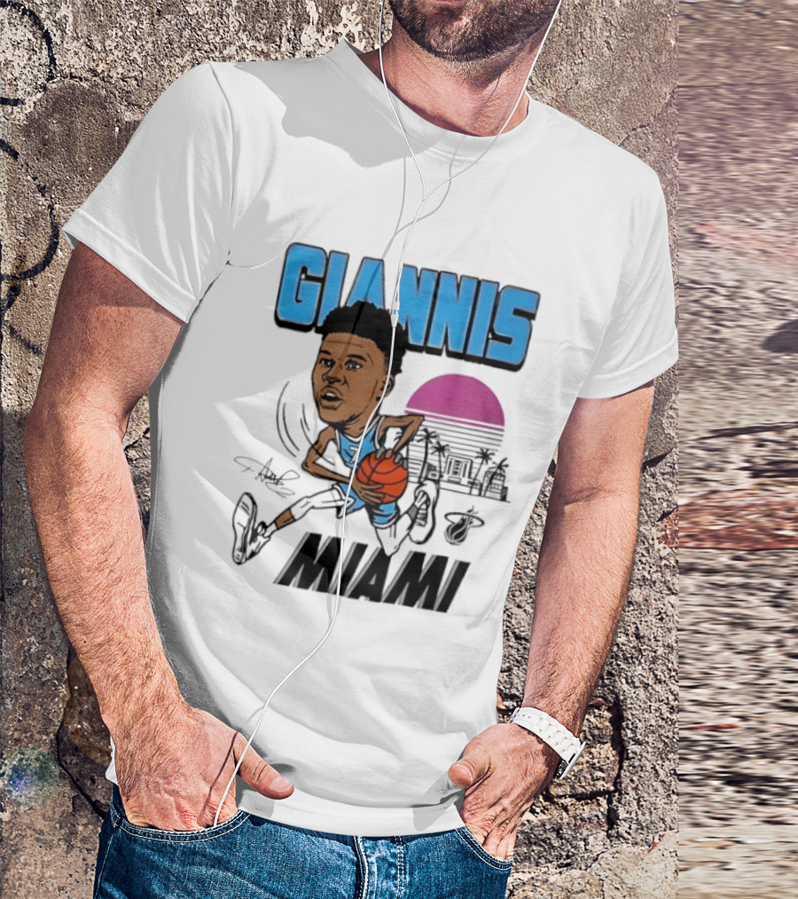 Giannis Antetokounmpo Vice City Miami Heat Caricature T-Shirt