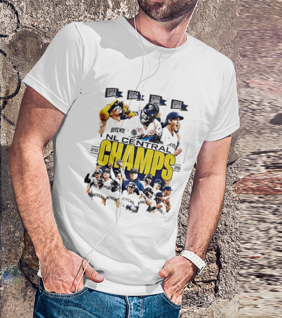 Milwaukee Brewers 2026 NL Central Champs Banner With Team Players T-Shirt