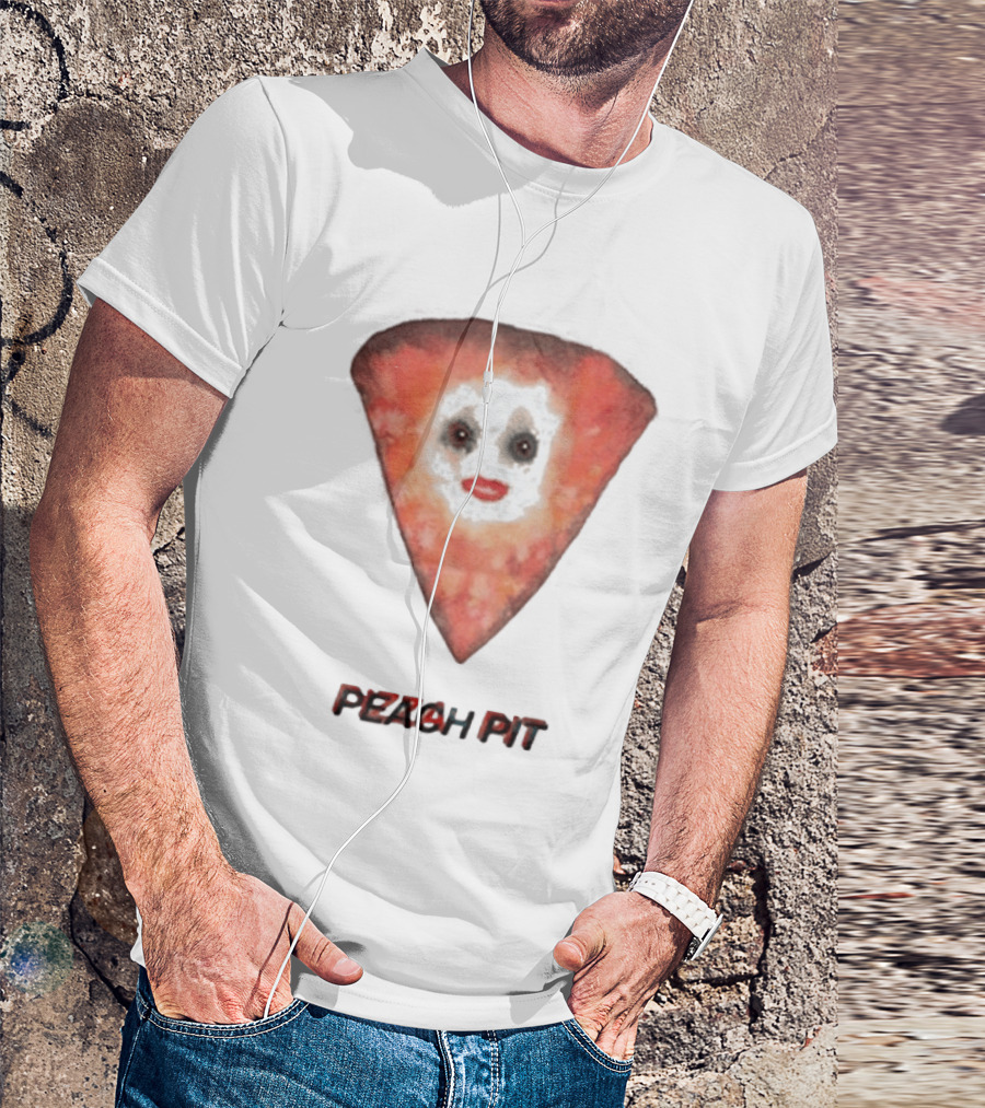 Peach Pit Pizza Slice Clown Face T-Shirt