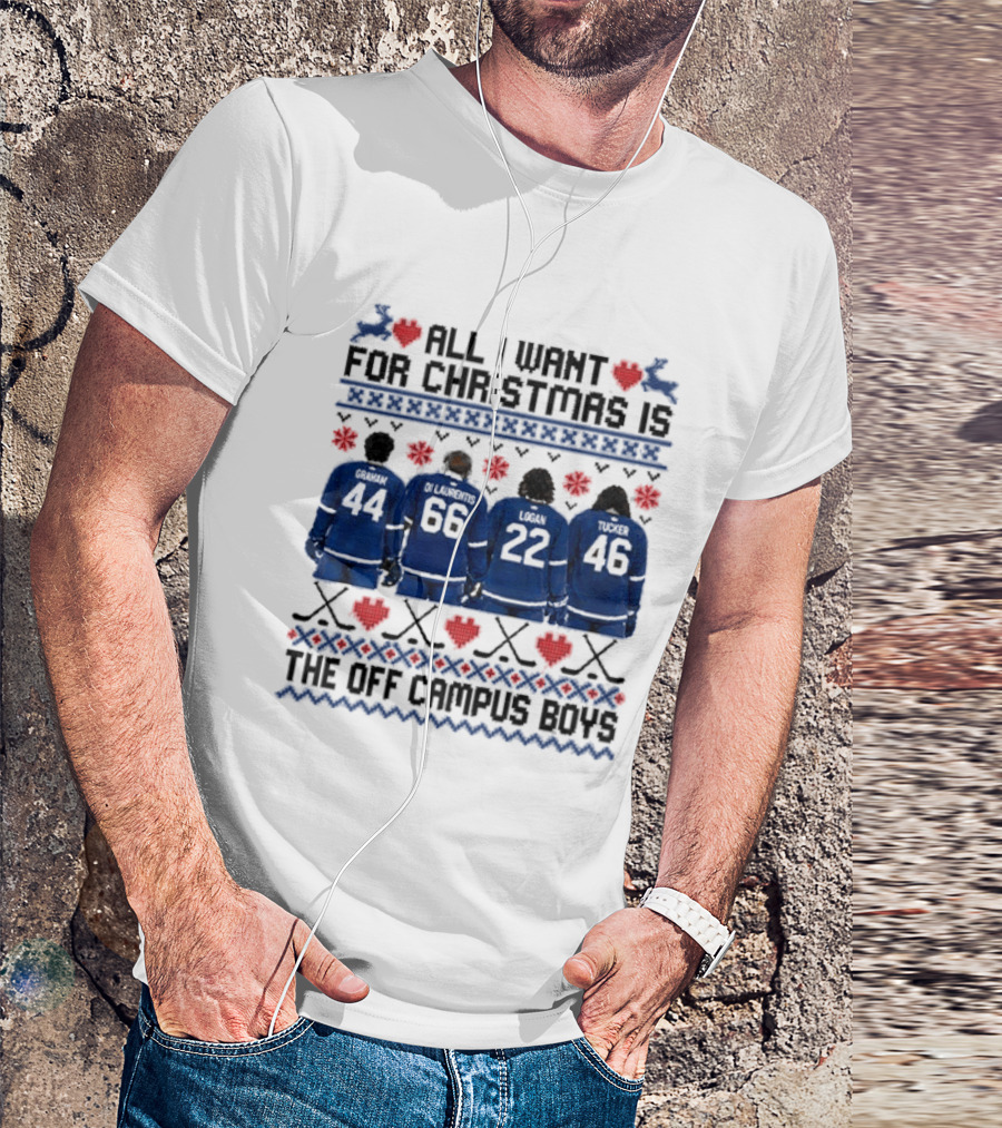 Toronto Maple Leafs All I Want For Christmas Is The Off Campus Boys Ugly Christmas Sweater T-Shirt