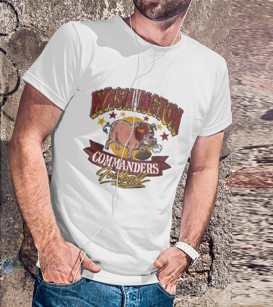Washington Commanders Football Angry Pig Helmet Stars T-Shirt