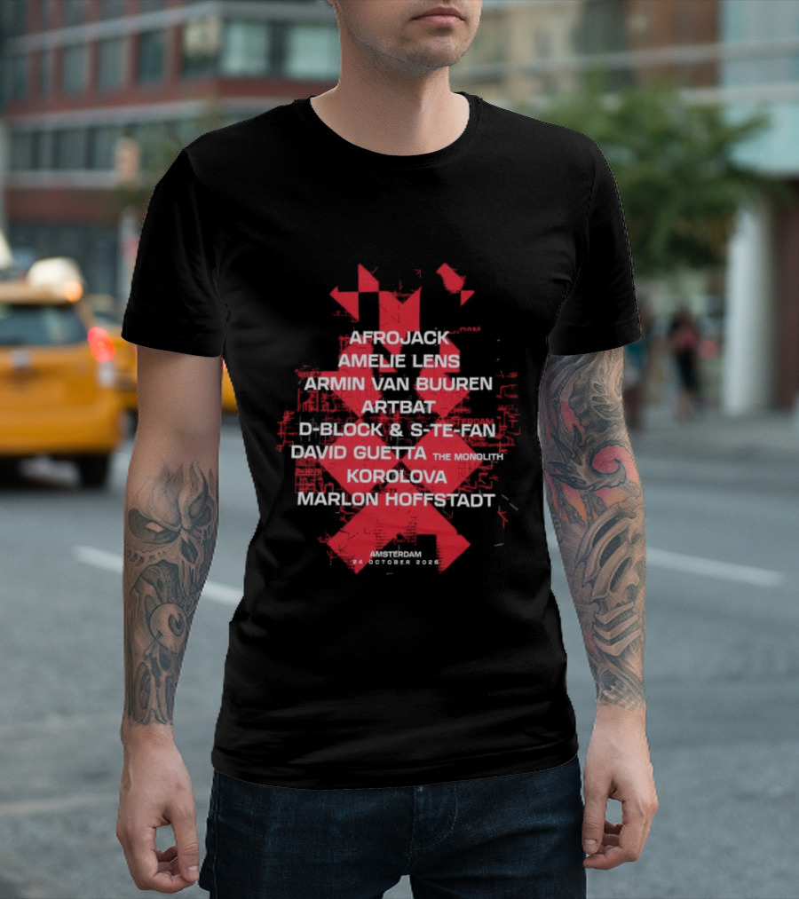 Amf Store 2026 Line Up Afrojack Amelie Lens Armin Van Buuren Artem Kicklock Stefan David Guetta Korolova Marlon Hoffstadt Amsterdam 6 October 2023 T-Shirt
