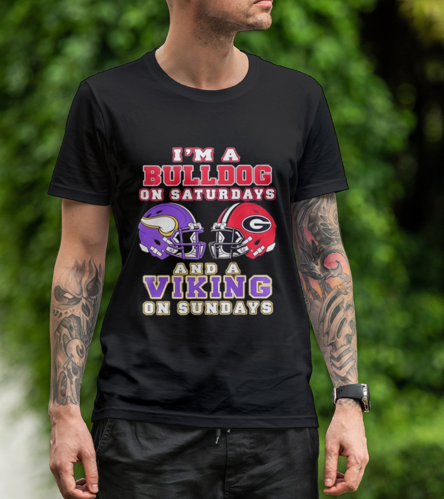 I'm A Bulldog On Saturdays And A Viking On Sundays Helmet Combo T-Shirt