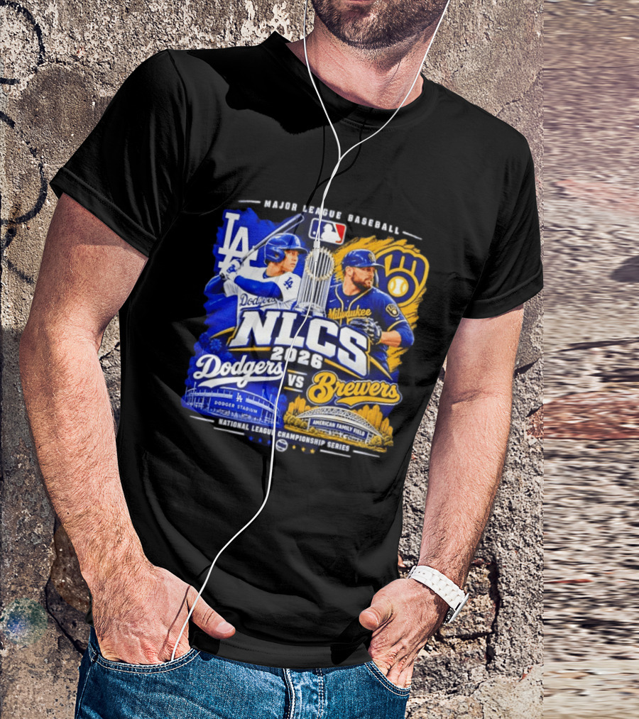 2026 NLCS Los Angeles Dodgers Vs Milwaukee Brewers Matchup At Dodger Stadium And American Family Field T-Shirt