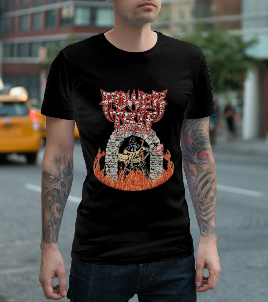 Power Trip Executioner Heavy Metal Iconic Skull Logo Fiery Guitar T-Shirt