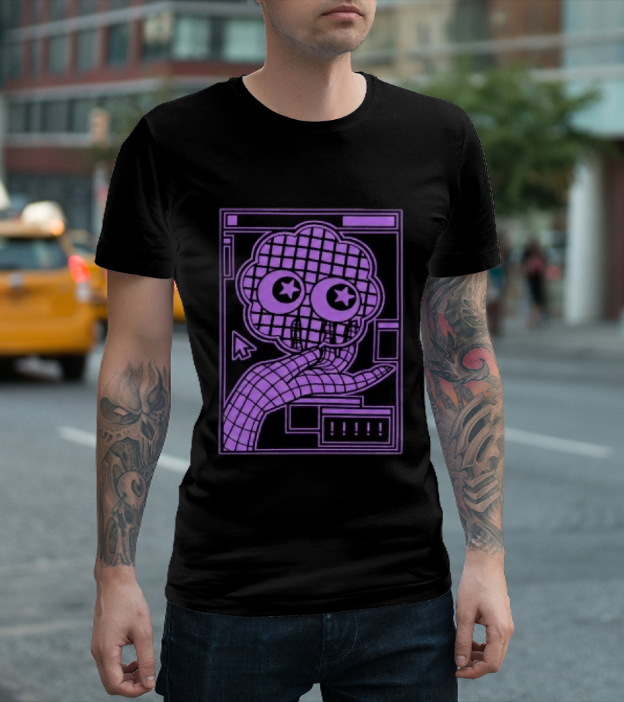 Ranboo Store The Parti Pixel Star Eyed Retro Grid Hand And Cloud T-Shirt