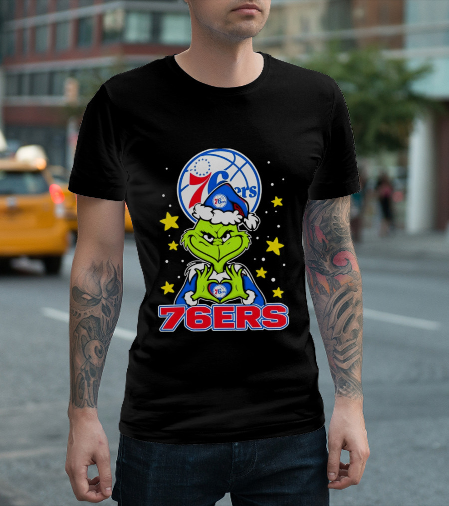 Philadelphia 76ers Christmas Grinch Basketball Holiday T-Shirt
