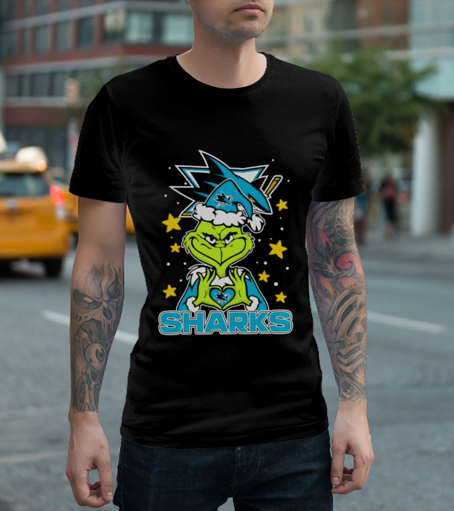 The Grinch San Jose Sharks Christmas NHL Holiday Collaboration T-Shirt