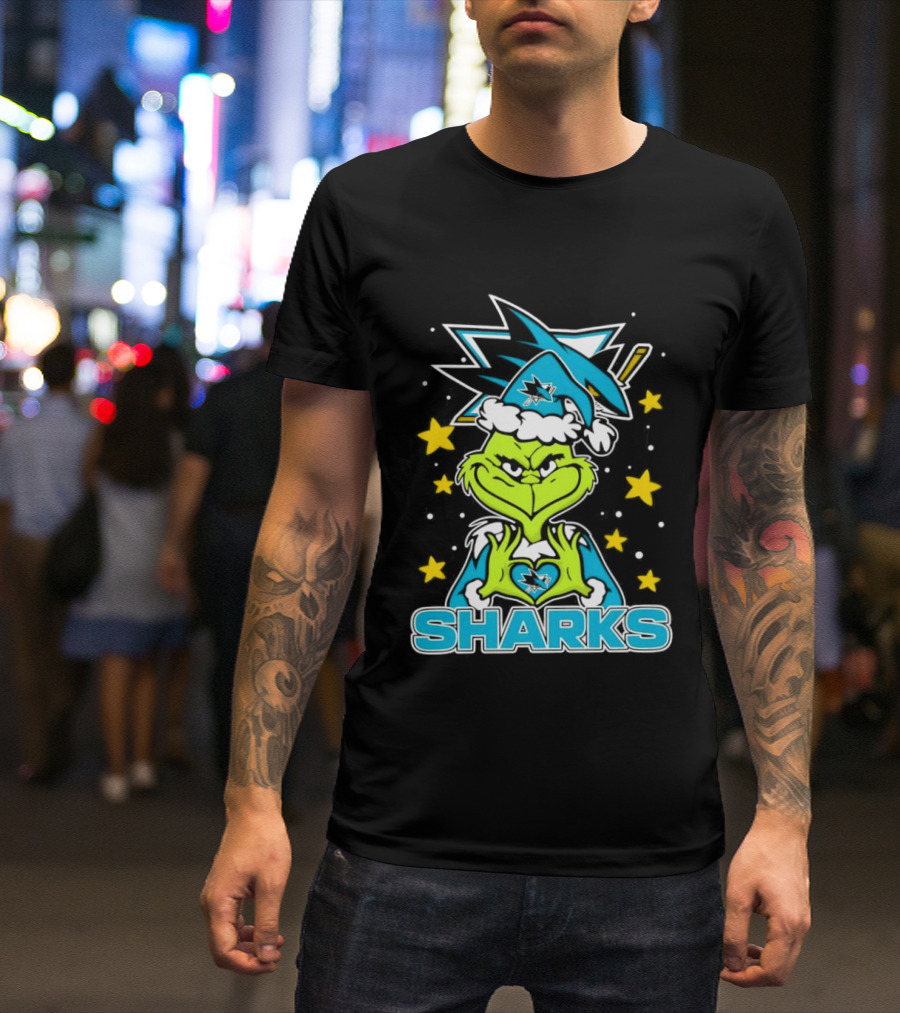 The Grinch San Jose Sharks Christmas NHL Holiday Collaboration T-Shirt