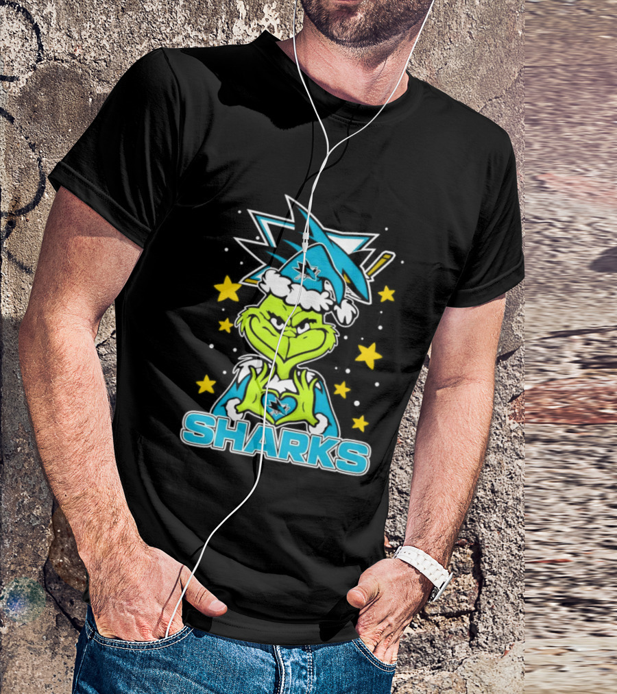 The Grinch San Jose Sharks Christmas NHL Holiday Collaboration T-Shirt