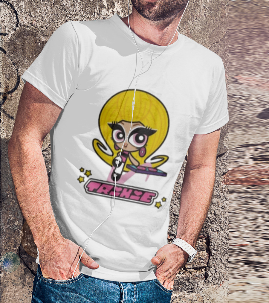 Trixie Mattel Powerpuff Girl Parody With Oversized Yellow Hair And Makeup T-Shirt