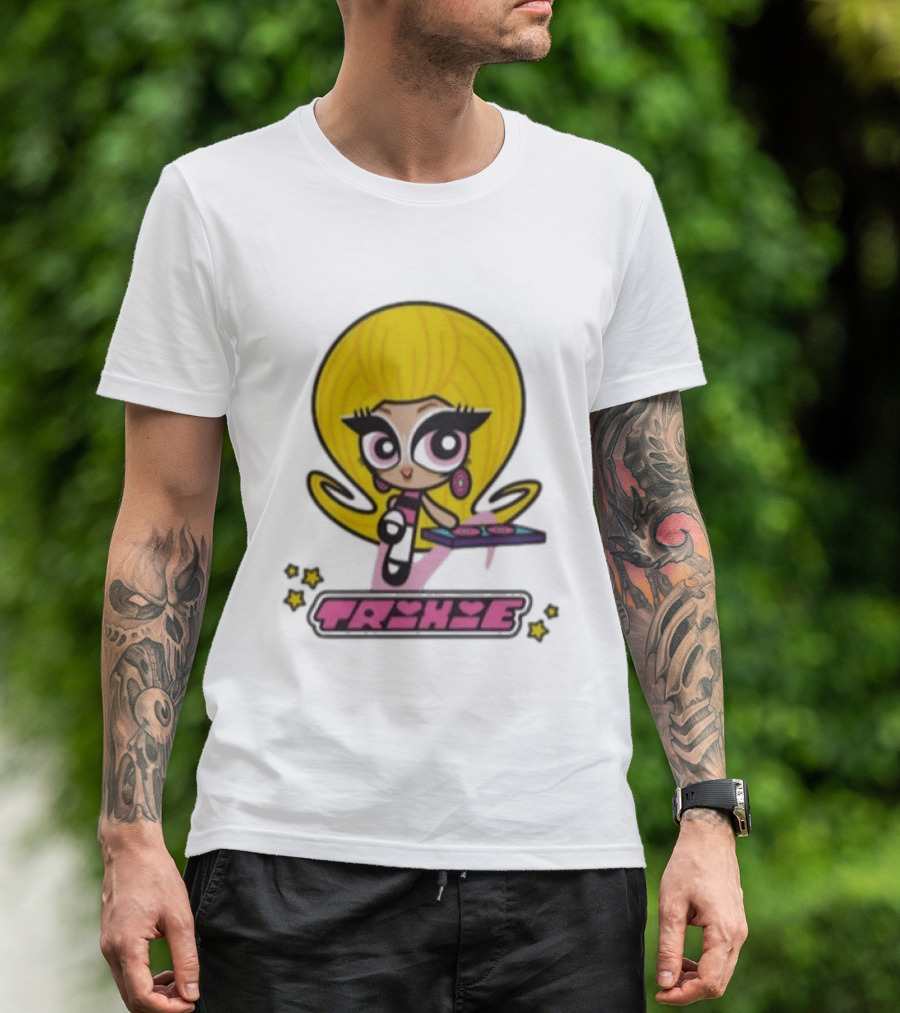 Trixie Mattel Powerpuff Girl Parody With Oversized Yellow Hair And Makeup T-Shirt