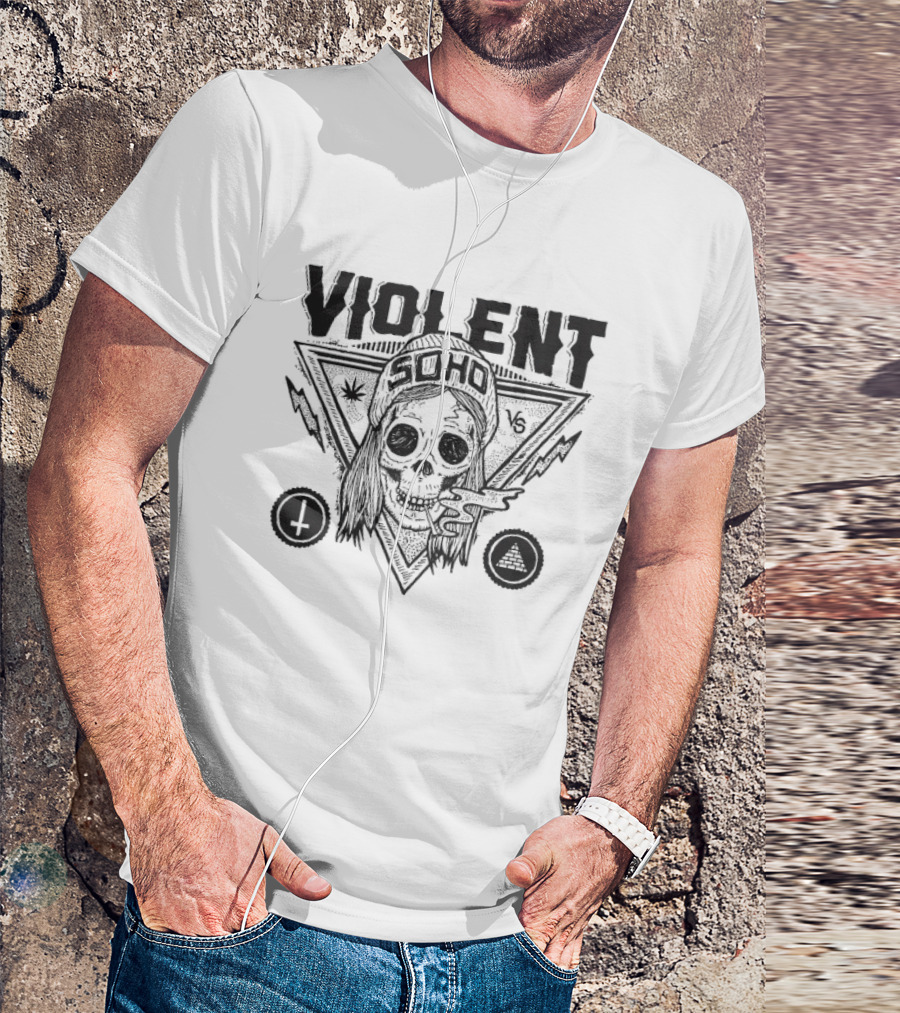 Violent Soho Skull With Lightning And Circular Accents T-Shirt