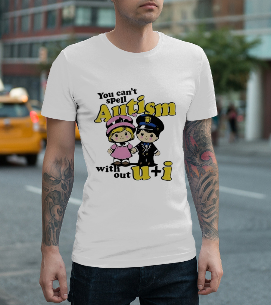 You Can't Spell Autism Without U+I Cute Cartoon Kids Holding Hands T-Shirt