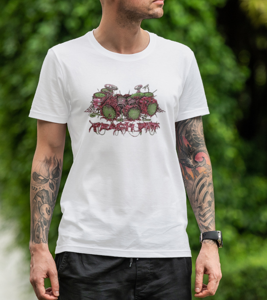 Peach Pit Meat Drums Drumming Kit Artful Display T-Shirt