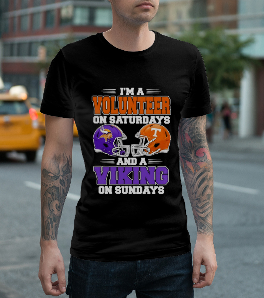 I'm A Volunteer On Saturdays And A Viking On Sundays Football Helmets T-Shirt