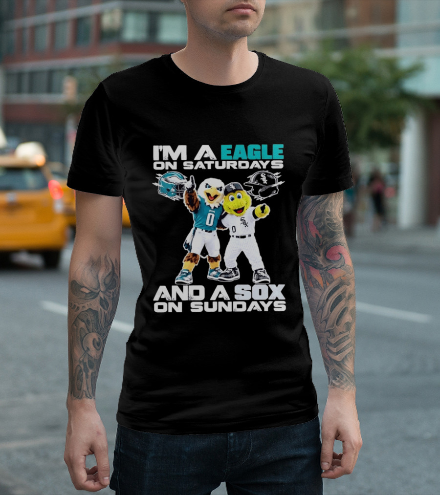 I'm An Eagle On Saturdays And A Sox On Sundays Football Baseball Mascots T-Shirt