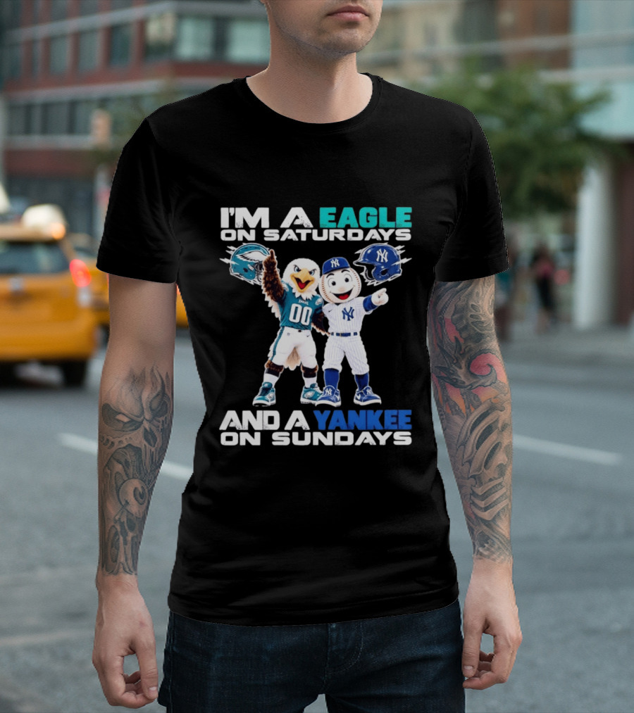 I'm An Eagle On Saturdays And A Yankee On Sundays Eagle And Yankee Helmets Mascots T-Shirt