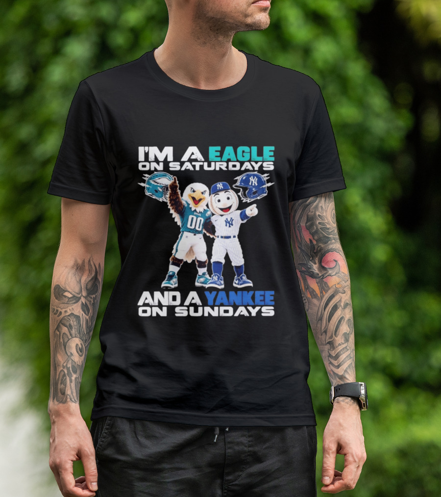 I'm An Eagle On Saturdays And A Yankee On Sundays Eagle And Yankee Helmets Mascots T-Shirt