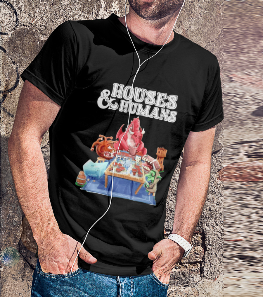 Houses And Humans Halloween Game Monsters Playing Board Game T-Shirt