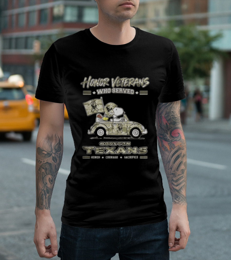 Houston Texans Peanuts Honor Veterans Who Served T-Shirt