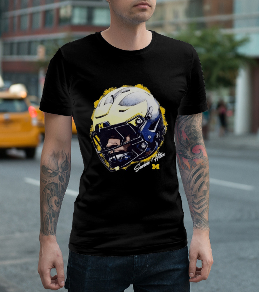 NCAA Football Michigan Wolverines Savion Hiter Game Face Helmet M T-Shirt