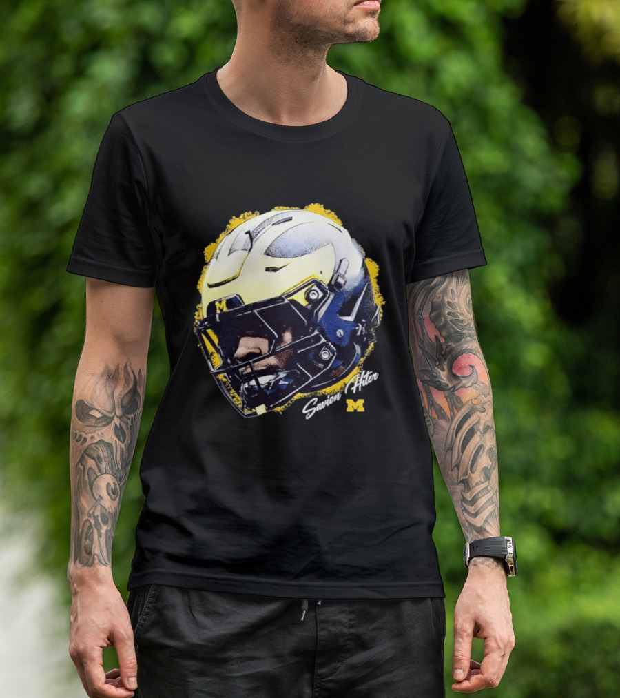 NCAA Football Michigan Wolverines Savion Hiter Game Face Helmet M T-Shirt