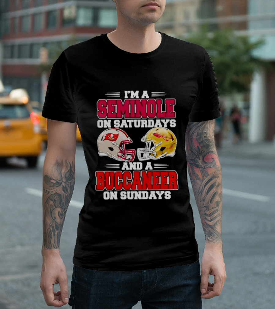 I'm A Seminole On Saturdays Buccaneer On Sundays Football Helmets T-Shirt