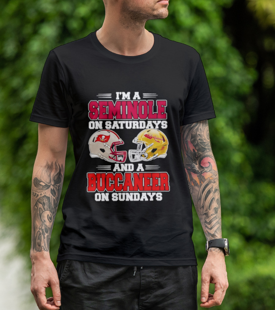 I'm A Seminole On Saturdays Buccaneer On Sundays Football Helmets T-Shirt