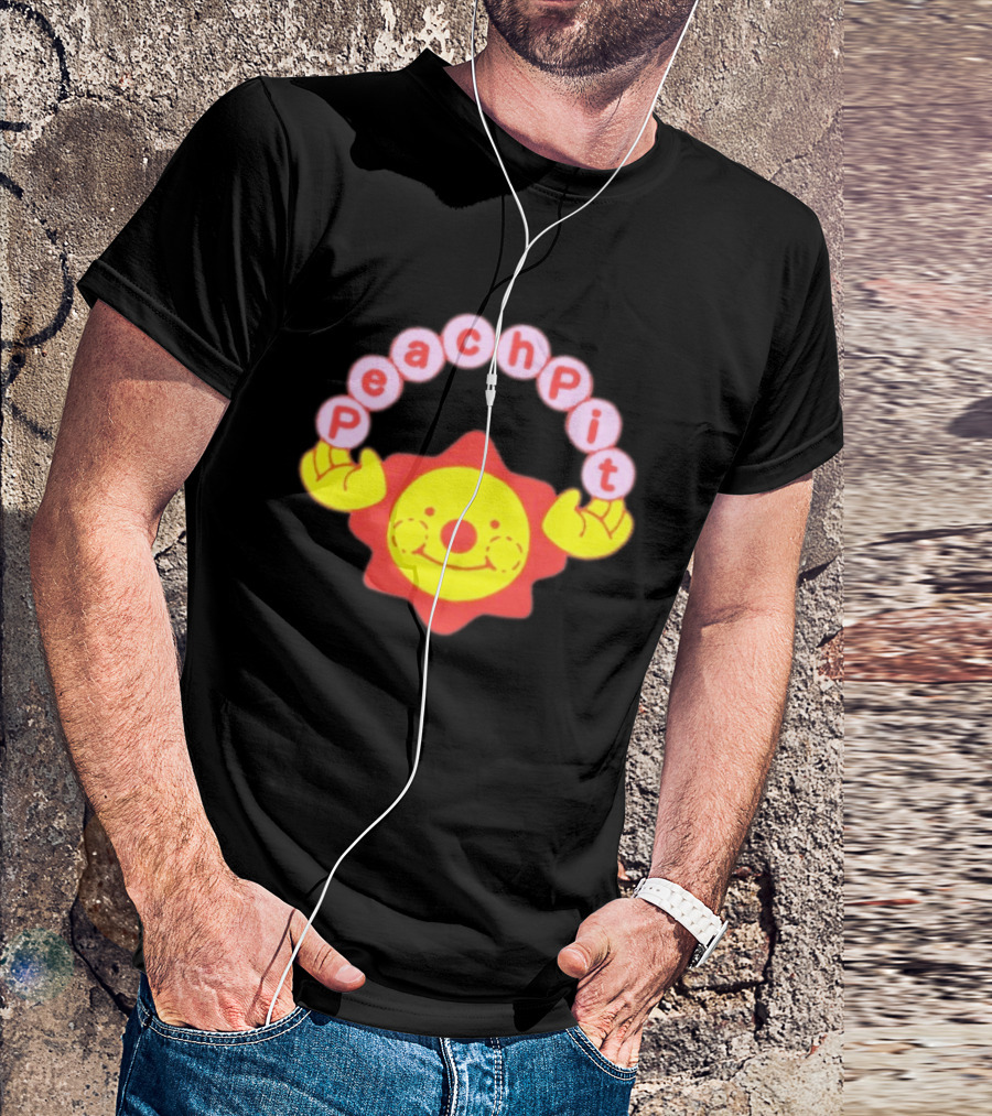 Peach Pit Smiling Sun With Playful Hands T-Shirt
