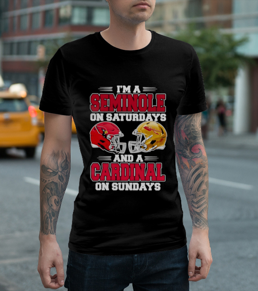 I'm A Seminole On Saturdays And A Cardinal On Sundays Football Helmets T-Shirt