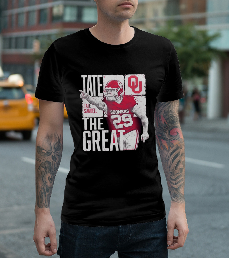 Tate Sandell No 29 Oklahoma Sooners Football Tate The Great T-Shirt