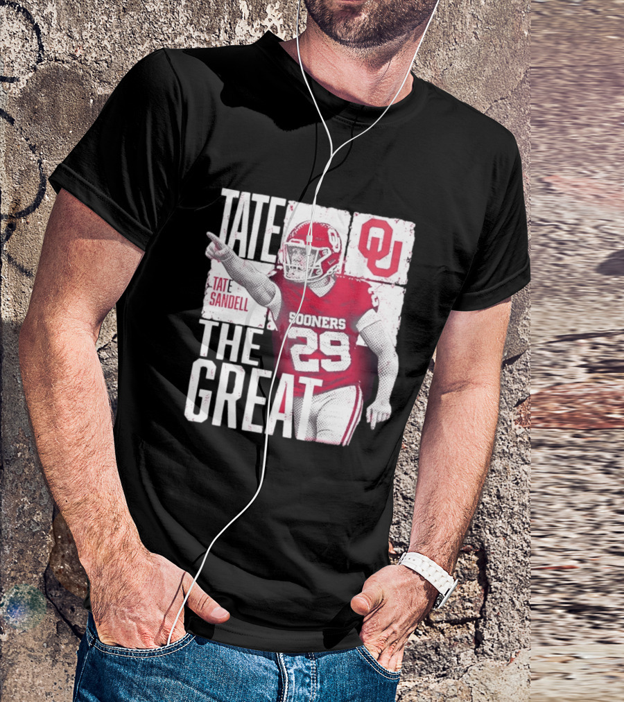 Tate Sandell No 29 Oklahoma Sooners Football Tate The Great T-Shirt