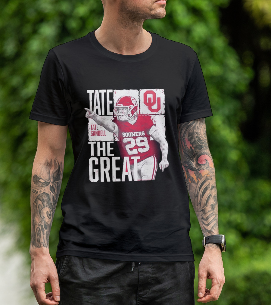 Tate Sandell No 29 Oklahoma Sooners Football Tate The Great T-Shirt