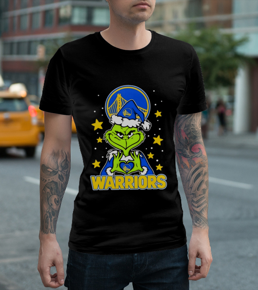 Golden State Warriors Christmas Grinch Snowflakes And Stars T-Shirt