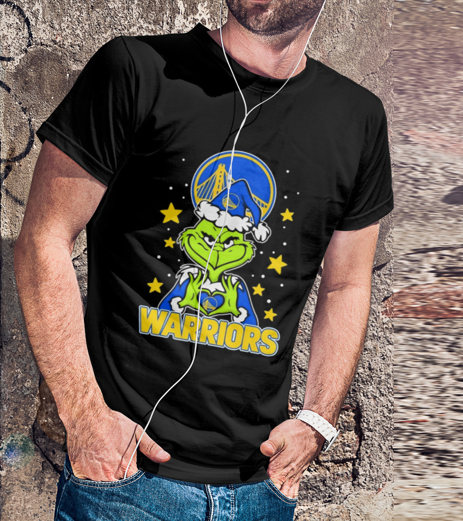 Golden State Warriors Christmas Grinch Snowflakes And Stars T-Shirt