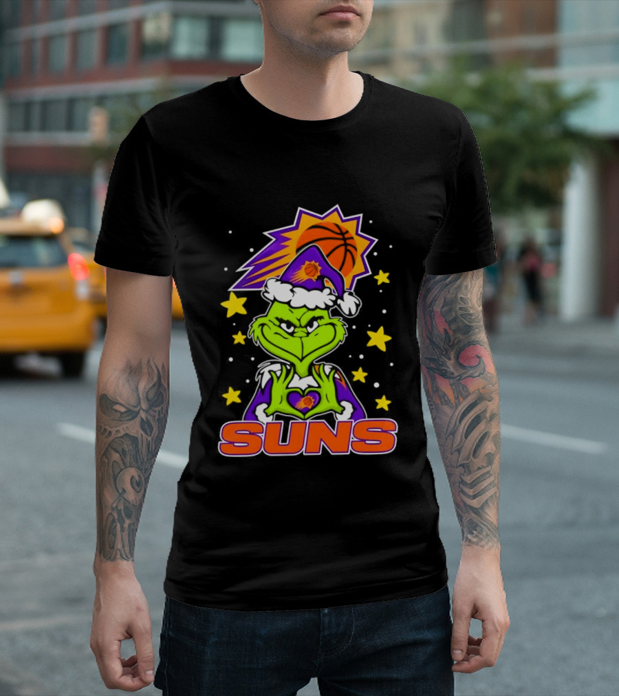 Phoenix Suns Christmas Grinch Holding Heart T-Shirt