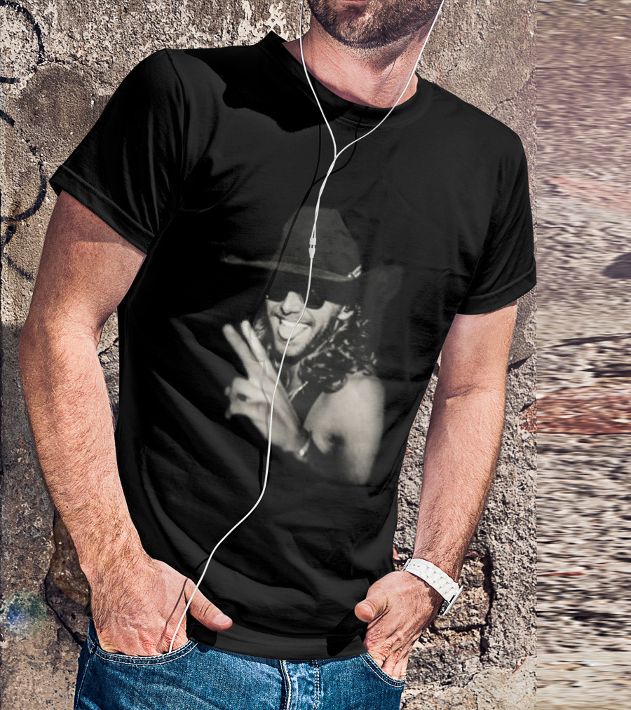 Warren Zeiders Cowboy Hat Black Sunglasses Peace Sign T-Shirt