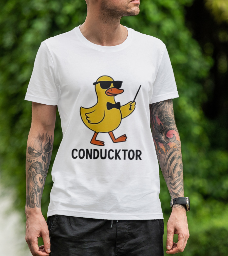 Duck Conductor With Sunglasses And Bow Tie Conducktor T-Shirt