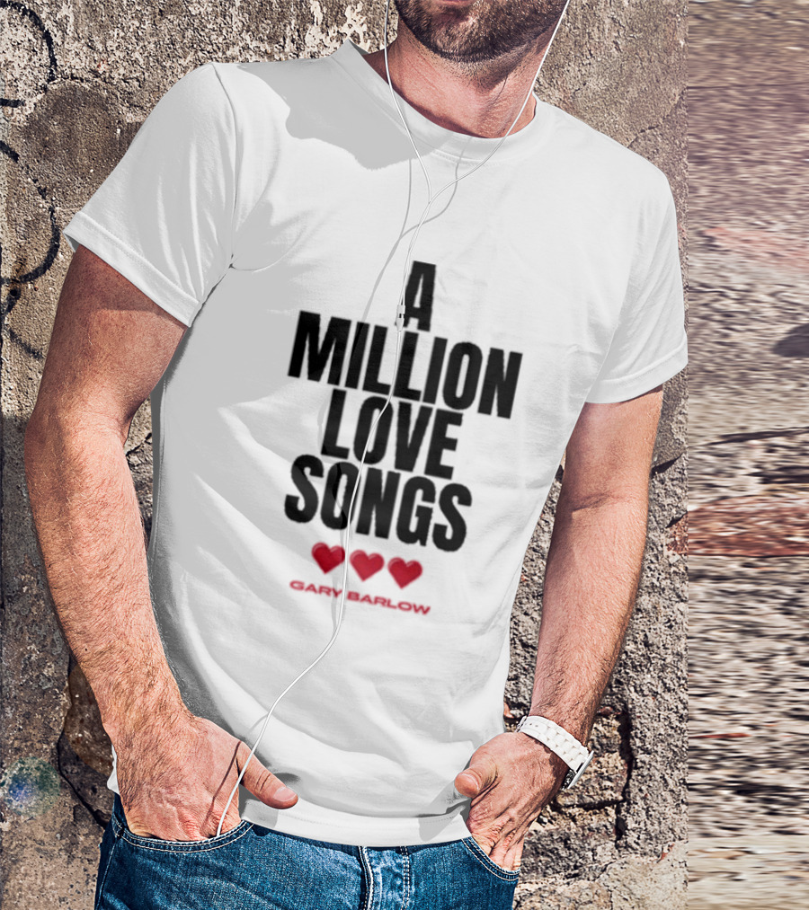 Gary Barlow A Million Love Songs Three Red Hearts T-Shirt