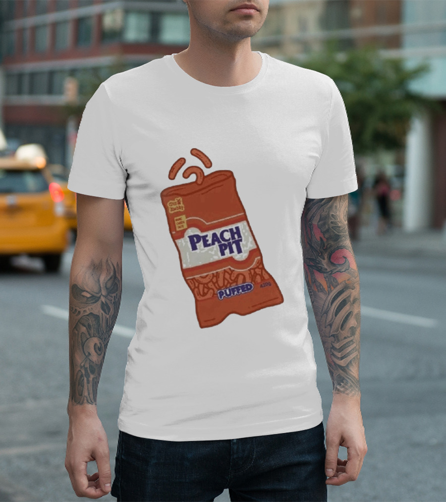Peach Pit Puffed Snack Bag Cheesie Guys Party Pack 420g T-Shirt