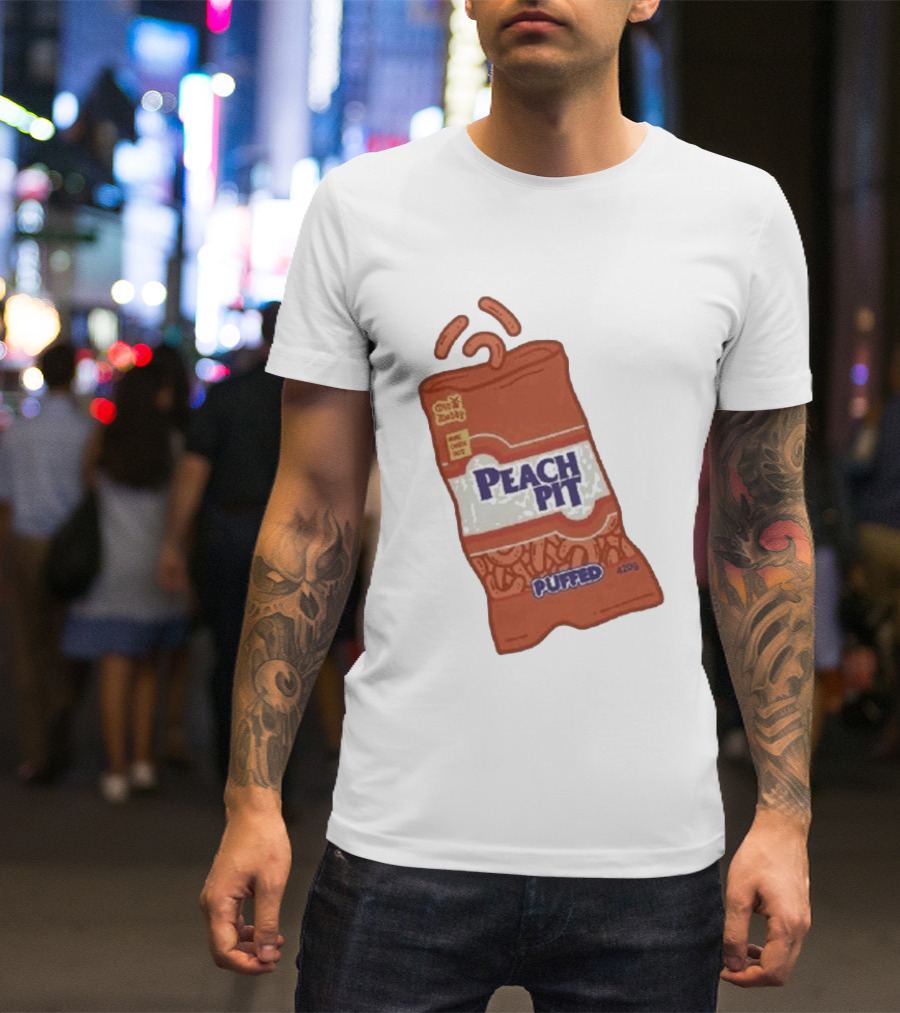 Peach Pit Puffed Snack Bag Cheesie Guys Party Pack 420g T-Shirt