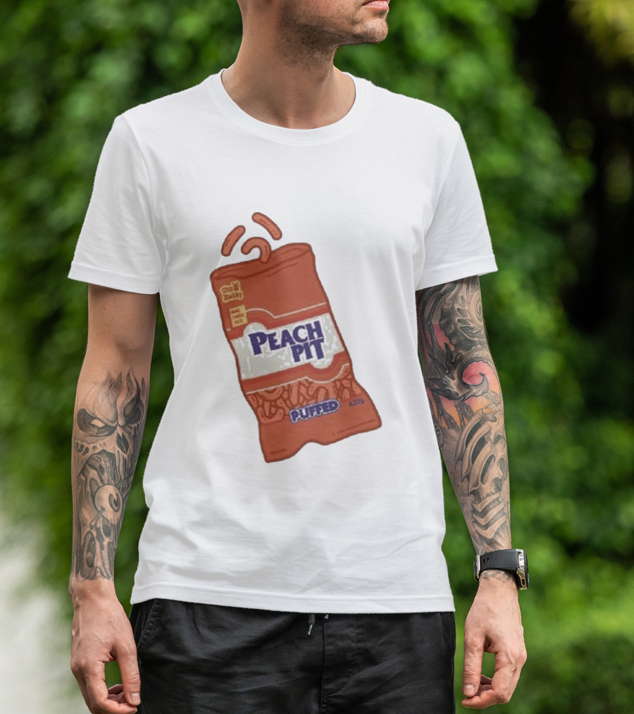 Peach Pit Puffed Snack Bag Cheesie Guys Party Pack 420g T-Shirt