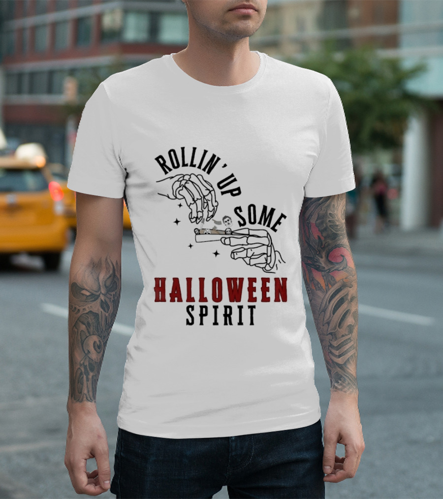 Rollin' Up Some Halloween Spirit Skeleton Hands Spooky Fun T-Shirt