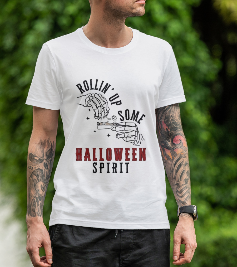 Rollin' Up Some Halloween Spirit Skeleton Hands Spooky Fun T-Shirt