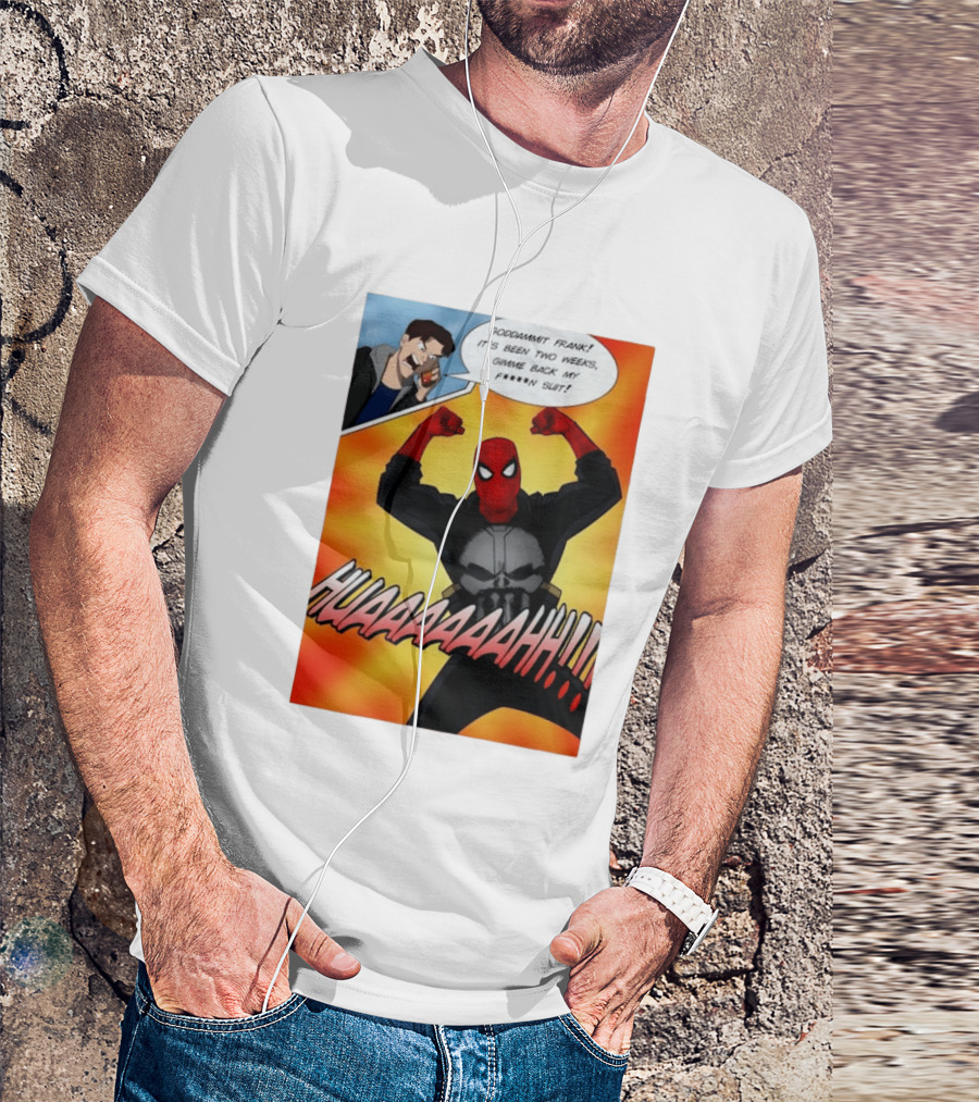 Spider Man And The Punisher Comic Goddammit Frank Huaaahhh Speech Bubble Scene T-Shirt