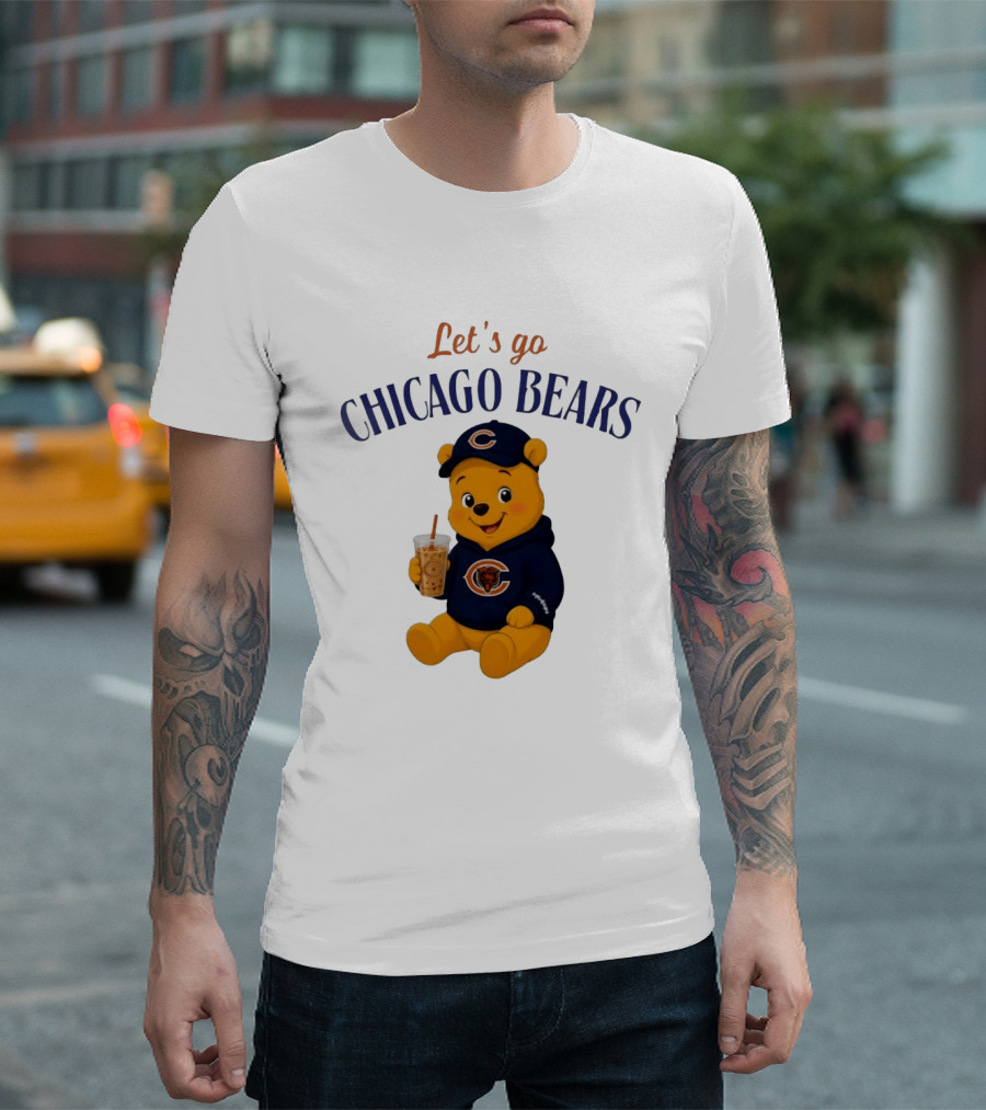 Winnie The Pooh Let's Go Chicago Bears Fan Gear T-Shirt