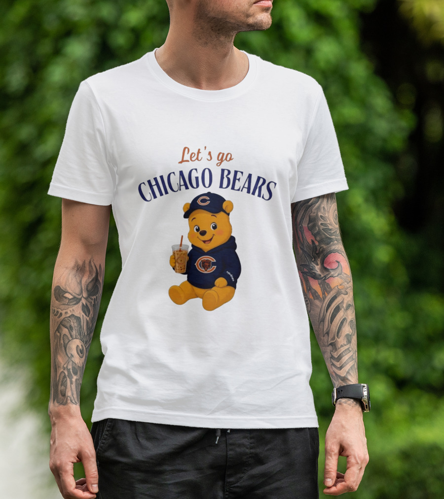 Winnie The Pooh Let's Go Chicago Bears Fan Gear T-Shirt