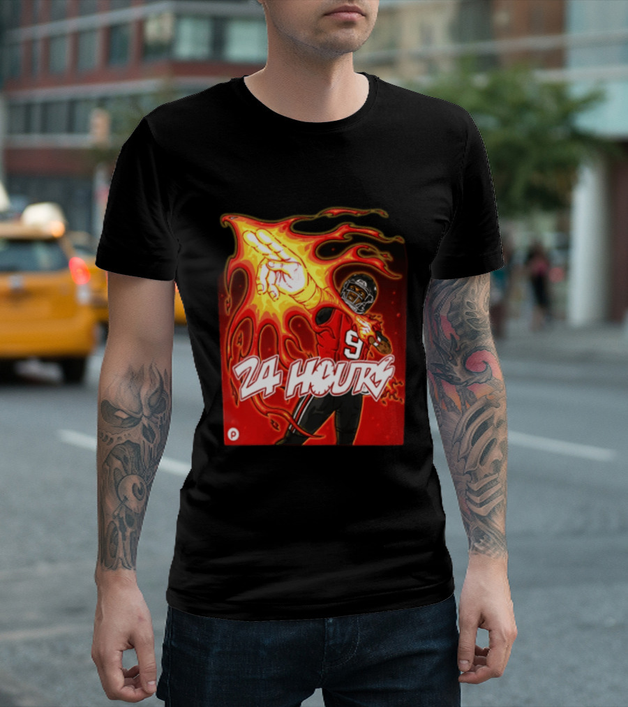 24 Hours Michael Penix Jr Atlanta Falcons NCAA Football 9 Flame T-Shirt